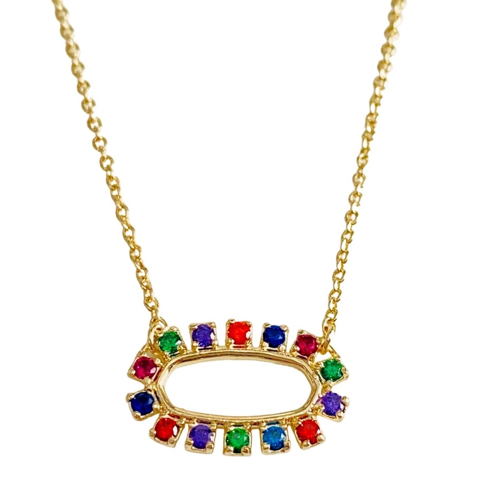 NEW Kendra Scott Open Frame Multicolor Pendant Necklace